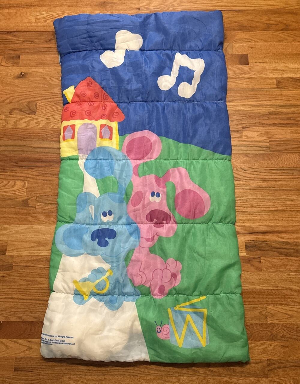 Vintage Blues Clues Blue & Magenta Sleeping Bag 2000 Viacom 30x57” Nick Jr.